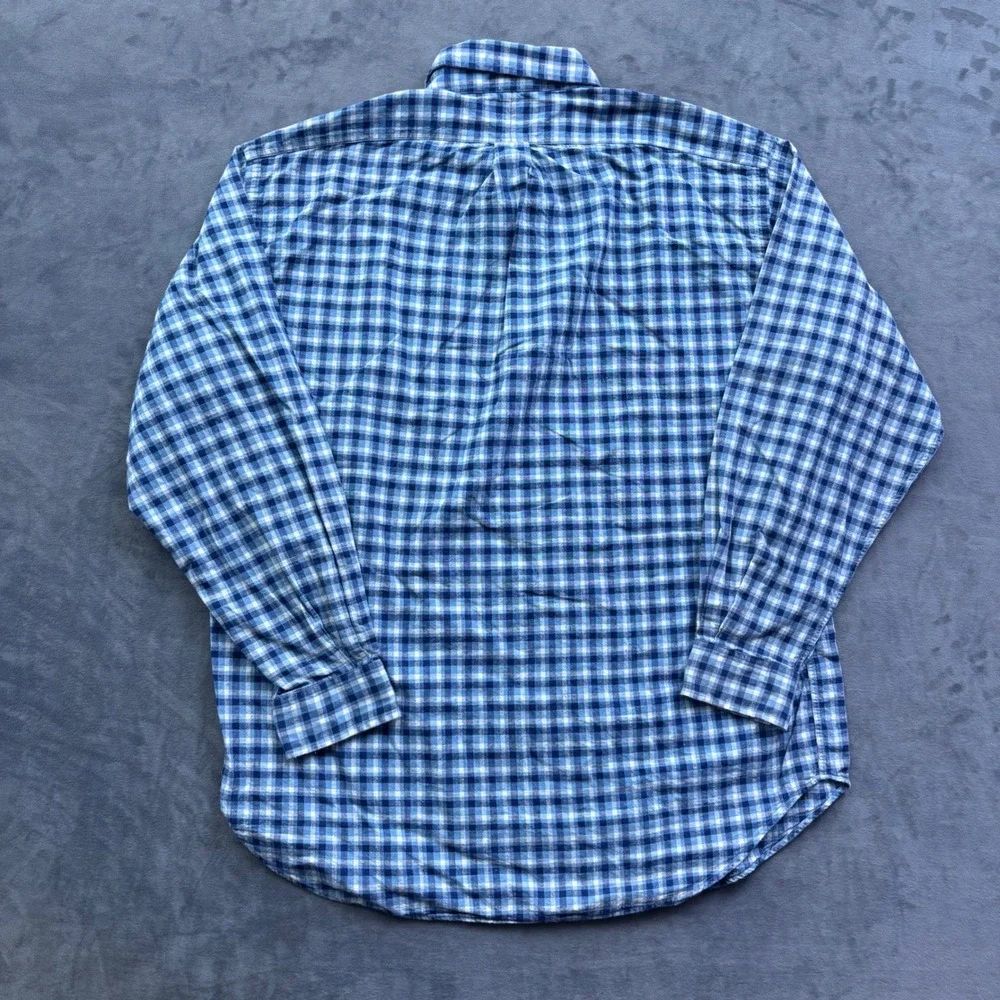 Polo Ralph Lauren Blake Mens Large Blue Gingham Plaid Cotton Button Down Shirt
